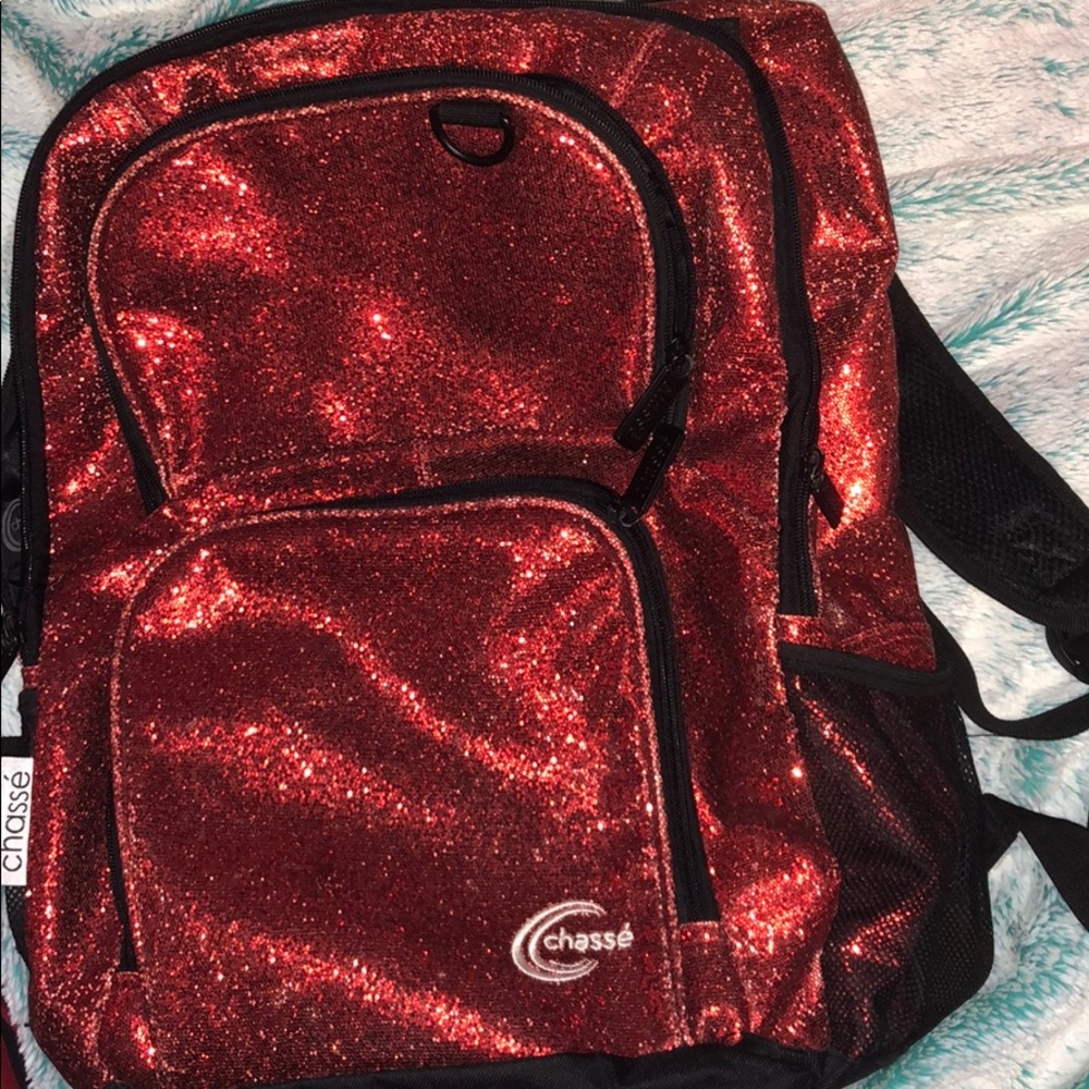 Red sparkly backpack